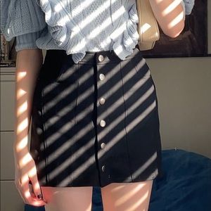 Black Button Up High Waisted Express Skirt